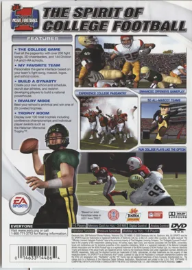 NCAA College Football 2K3 box cover back